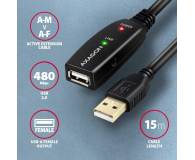 AXAGON ADR-215 USB 2.0 A-M -> A-F aktywny kabel przedłużacz/wzmacniacz 15m - 1353398 - zdjęcie 2